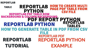 REPORTLAB|REPORTLAB PYTHON TUTORIAL|How To Generate Multi Page Table In Pdf  From CSV File|PART:32