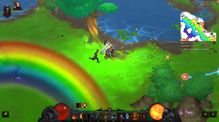Beat up a rainbow goblin, then jumped into his rift...