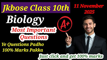 Biology important questions jkbose class 10th 2025 | Jkbose Class 10 Science Important Questions