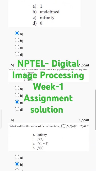 Digital Signal Processing Nptel Assignment Answers NPTEL- Digital Image Processing week-1 Assignment solution #assignment