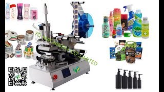 Flat Oval Container Sticker Labeling Machine Test Video Top Surface Labeler With Coder
