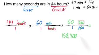Dimensional Analysis Help Video || Multistep Problem (hours to seconds)