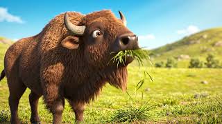 Bison Grazing in the Prairie | Peaceful Wildlife Scene of Bison Eating Fresh Green Grass | Wildlife! screenshot 4