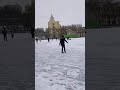 Snow skating at University campus, China