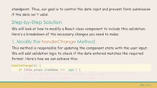 How to Add a Specific Validation for Date of Birth in ReactJS Components