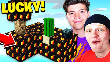FIRE LUCKY BLOCK SKY WARS! / PrestonPlayz vs UnspeakableGaming - Minecraft Mods