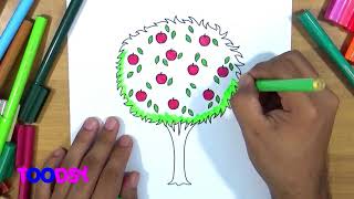 How to Color Huge Apple Tree Coloring Page