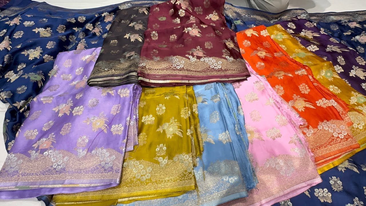 Banarasi Mashroo Crape Gergette Saree, Single Pis Shipping #fancysaree #HaleemaCreationVaranasi
