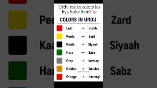Daily use colors ke Urdu names easy aur interesting way me seekho 👀🎨