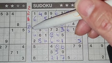 (#2120) Wednesday. Three Stars Sudoku puzzle. Bonus Extra edition. 01-06-2021 Extra part 1 of 4