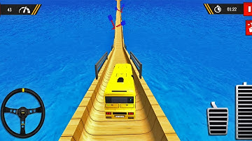 Impossible Yellow Bus Uphill Ramp Stunt Game | Yellow Bus Racing Game | Bus Games 3D