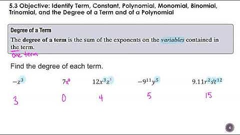 5.3 Polynomials and Polynomial Functions
