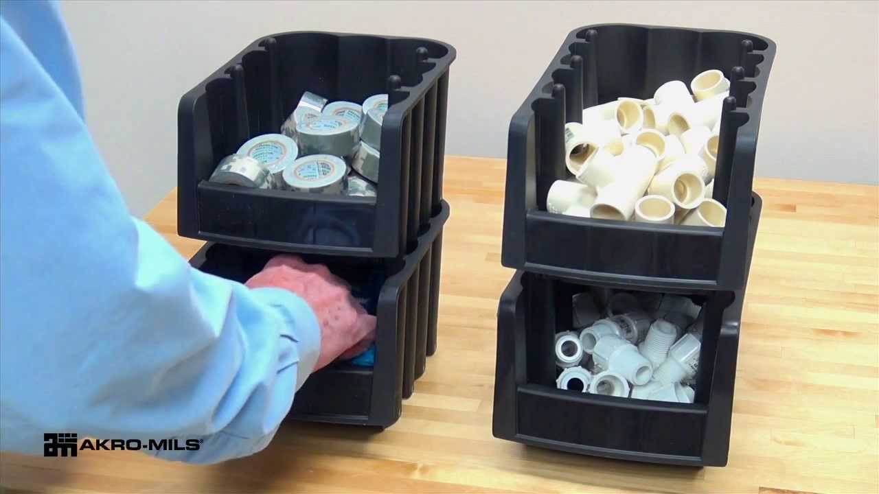 Akro-Mils Economy Shelf Bins | Stackable Plastic Storage Bins | 30716