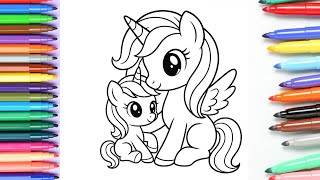 Mother and Baby Unicorn Coloring Fun | Cute Magical Drawing 💗🖌️🦄