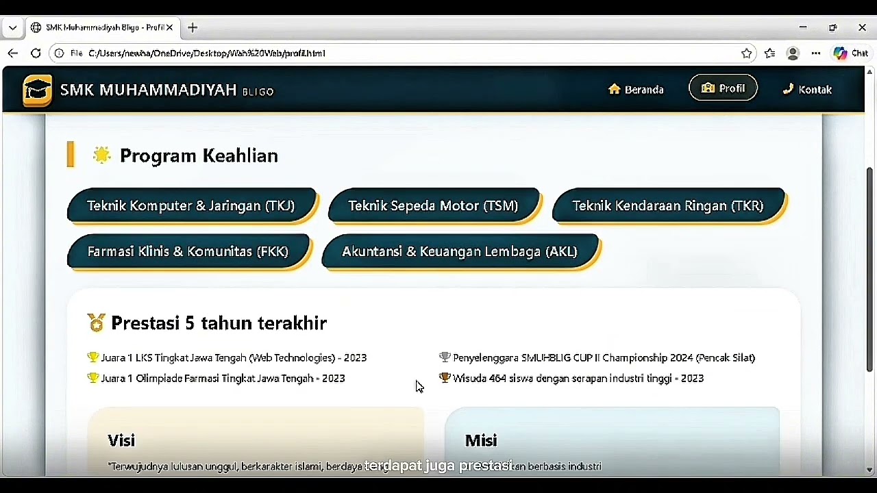Demo Website Profil Sekolah - STS PEMOGRAMAN WEB