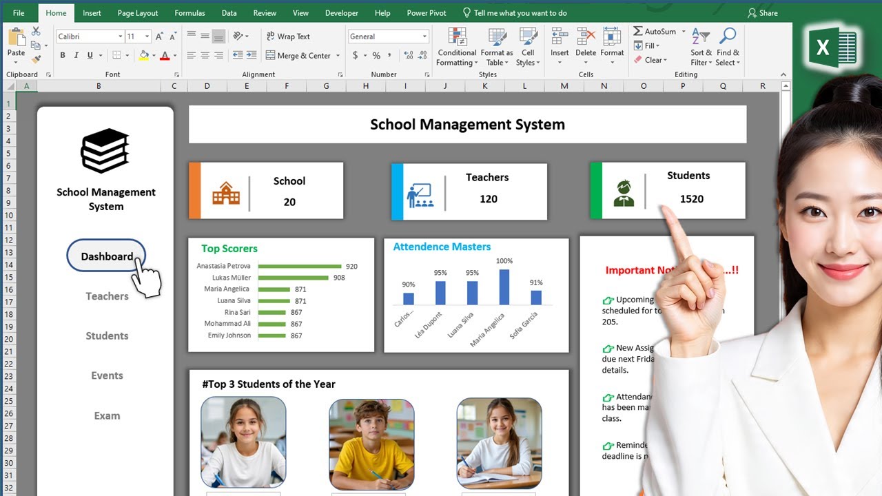 Excel Dashboard with Navigation Bar || Create own School Management Dashboard in minutes #excel