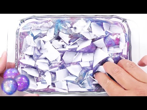 【DIY】Amazonのギャラクシースライムを使って表面パキパキスライム作ってみた【slime ASMR】