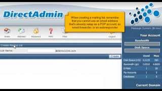 how to create a mailing list in direct admin