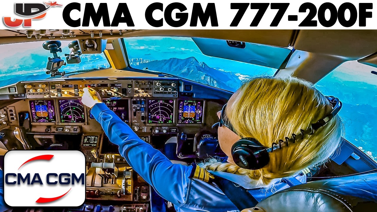 Awesome Hong Kong approach in Boeing 777 cockpit of CMA CGM