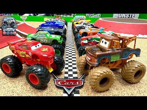 Toy Diecast Monster Truck Racing Tournament | 16 Disney CARS Custom Monster Trucks & Only 1 WINNER!