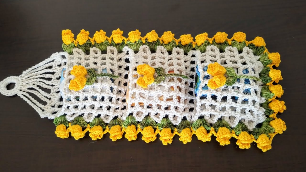 Porta sabonete tulipas em crochê 🌷