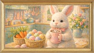 Frame TV Art with Music: Easter Bunny & Hot Cocoa in Cottage Kitchen | 4K Frame TV Spring Wallpaper screenshot 4