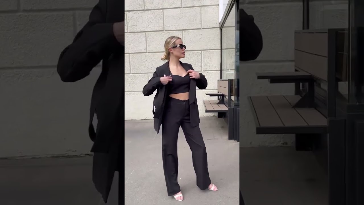 Костюм с брюками черный на свидание 2025 