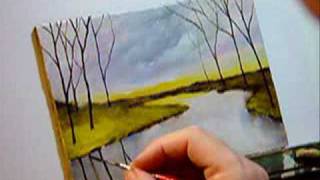 river painting landscape calm paintings acrylic lesson paint painted demo acrylics oil riverside drawings drawing colored