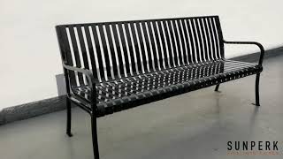Steel Park Bench SPB-305 RAL9005 Glossy Black 6 Length