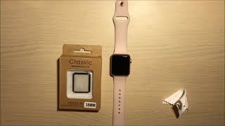 Наклейка защитного 3D стекла на часы apple watch 38мм