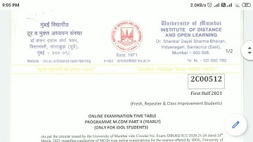 M.com -II time table June 2021 idol