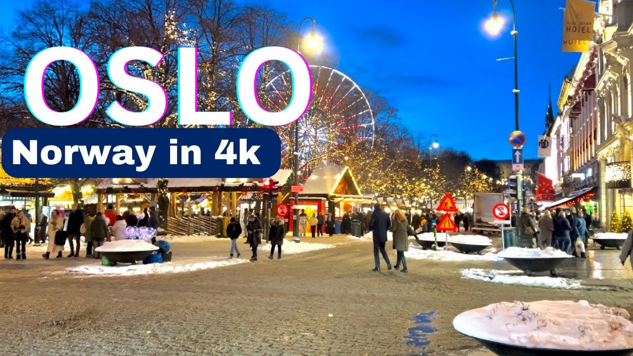 OSLO NORWAY, Christmas Market & Karl Johan🎄Virtual Walking Tour🇳🇴 4K/60ftp