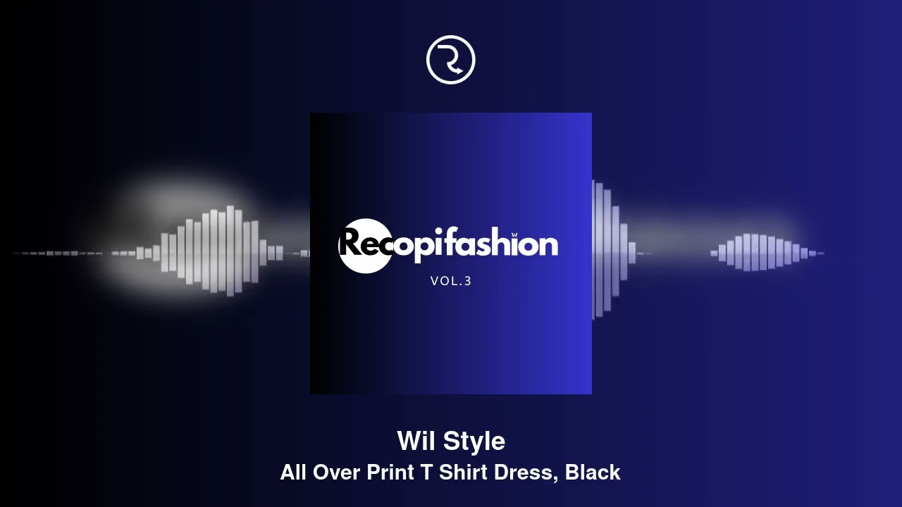 Wil Style - All Over Print T Shirt Dress, Black (Audio)