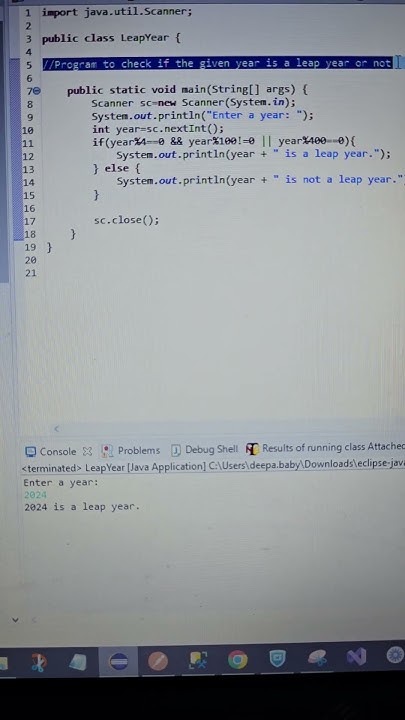 Find if the given year is a leap year or not#java#coding - YouTube