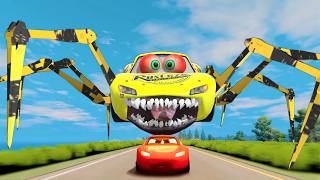 Epic Escape From Lightning McQueen Eater Giants Spider Bot in BeamNG.Drive