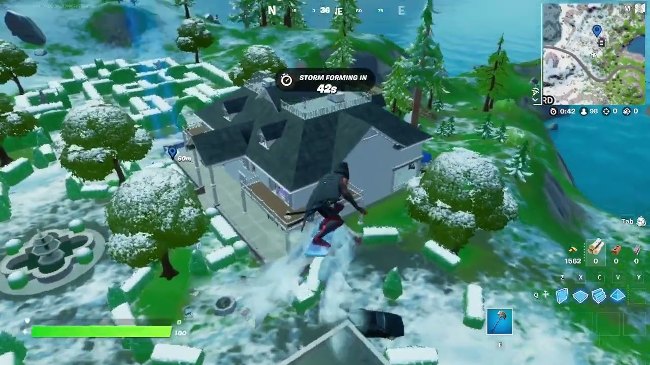 Fortnite . Daily quest . Land at Shell or High Water