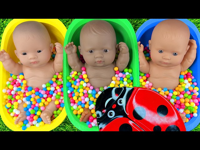 Full of 3 Rainbow BathTubs Candy with M&M's & Magic Slime Cutting Video