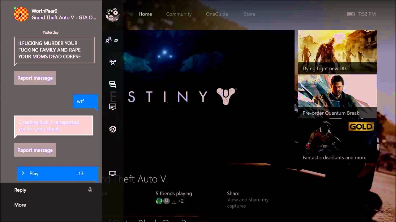 i got a death threat on xbox one YouTube