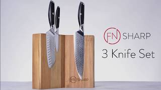 F.N. Sharp Japanese Damascus 6 Knife Set with Block