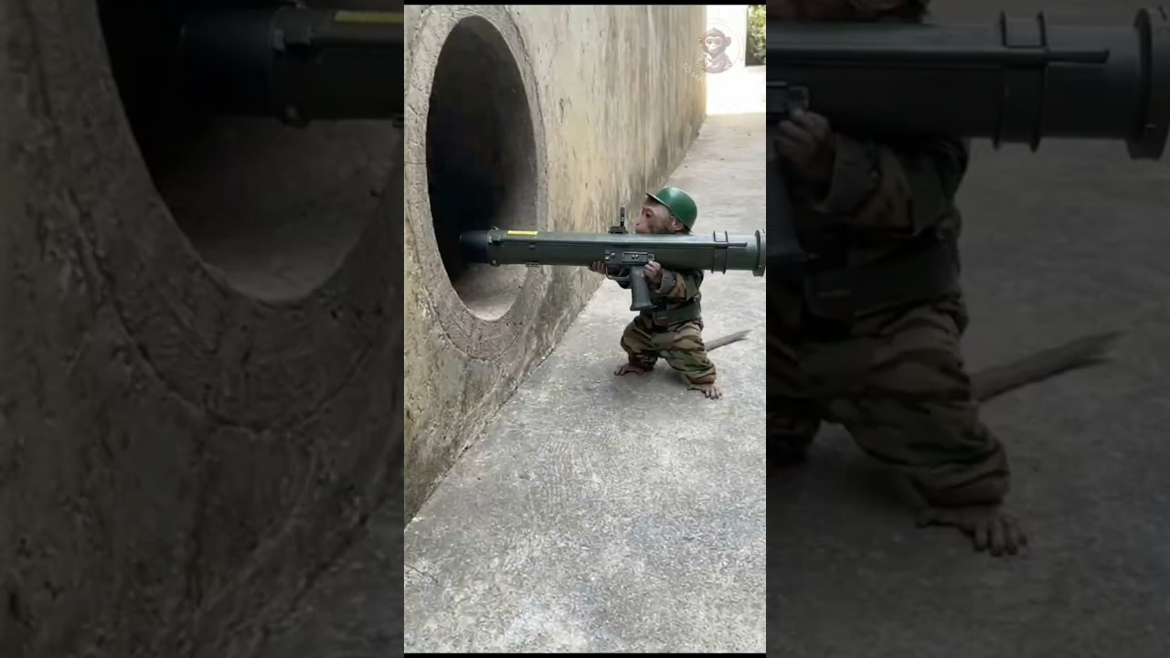 Baby Monkey with Bazooka 🤣 | shock therapy 😂  