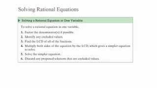 Solving Rational Equations Chapter 8 Section 5