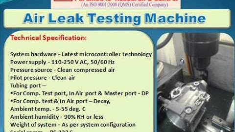 Air Leakage Testing Machines (Decay & Differential Pressure Type)
