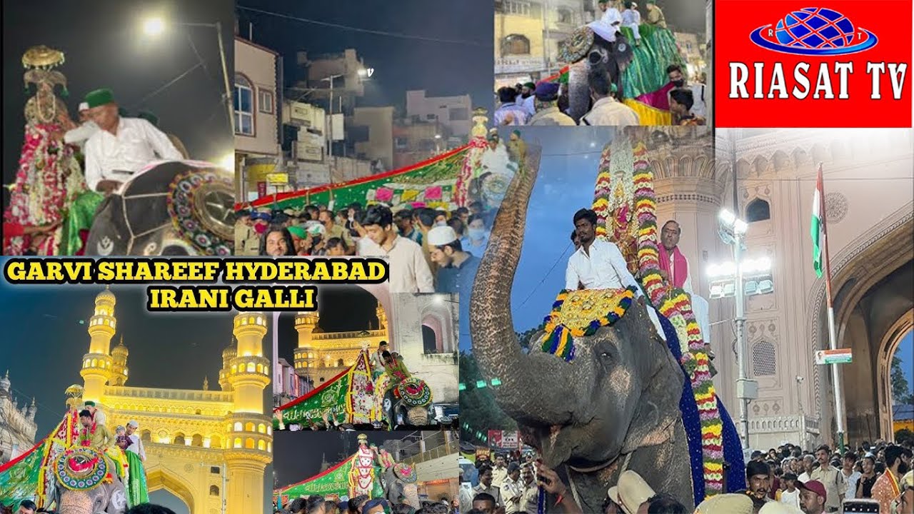 🔴 @GIYARVI SHAREEF JULOOS 2025 ON ELEPHANT GULZAROUZ IRANI GALLI TO CHARMINAR ⁨@RIASATTV⁩