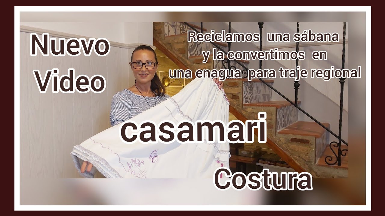 Reciclamos una sábana antigua y la convertimos en una enagua de traje regional.