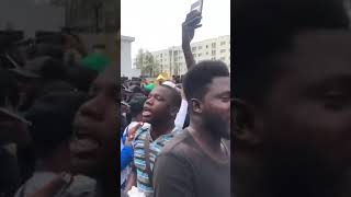 #EndSARS The protesters drowning Sanwo Olu with Davido's song