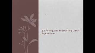 3 2   Adding and Subtracting Linear Expressions