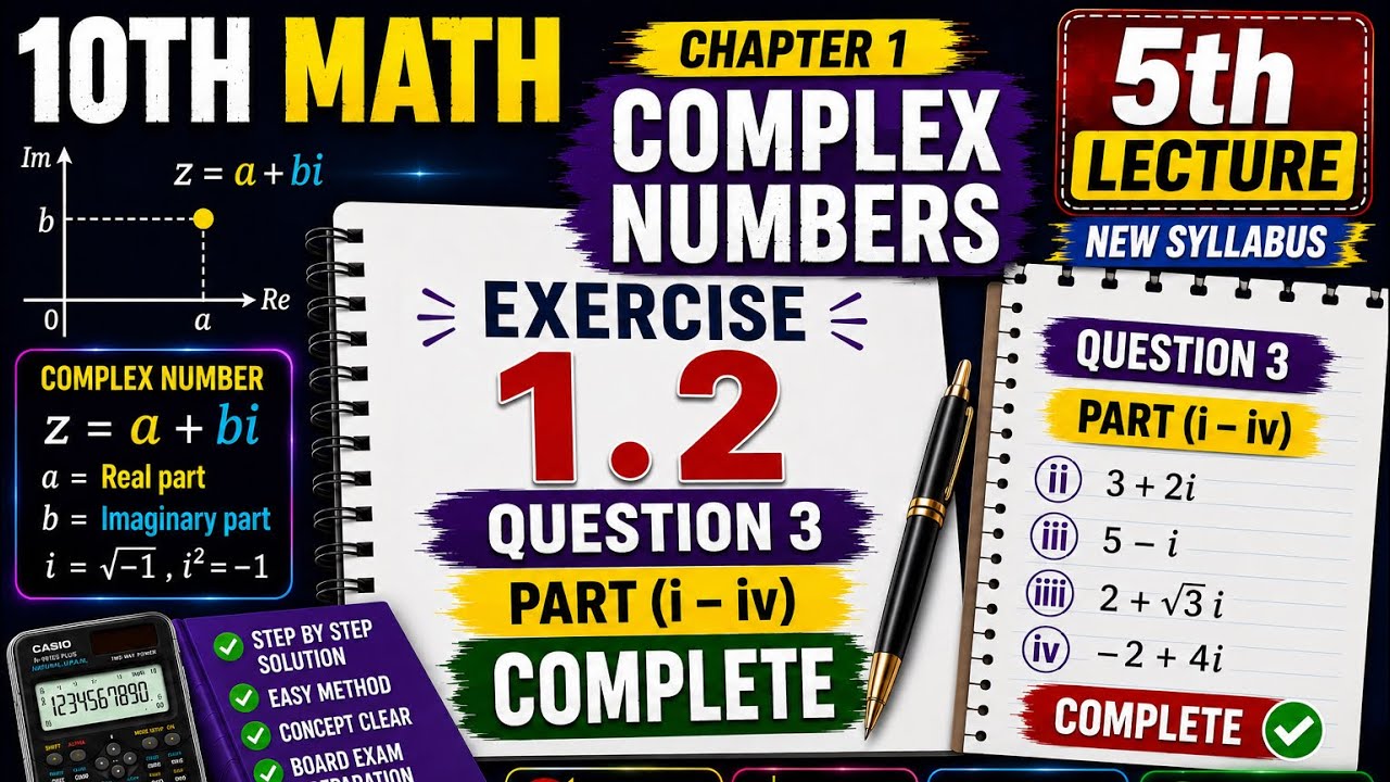 Class 10 Math Chapter 1 Complex Numbers Ex 1.2 Question 3 Part (i–iv ...