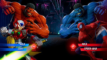 Red Hulk & Red Zero VS Blue Hulk & Spider man (Very Hard) Marvel vs Capcom Infinite Gameplay