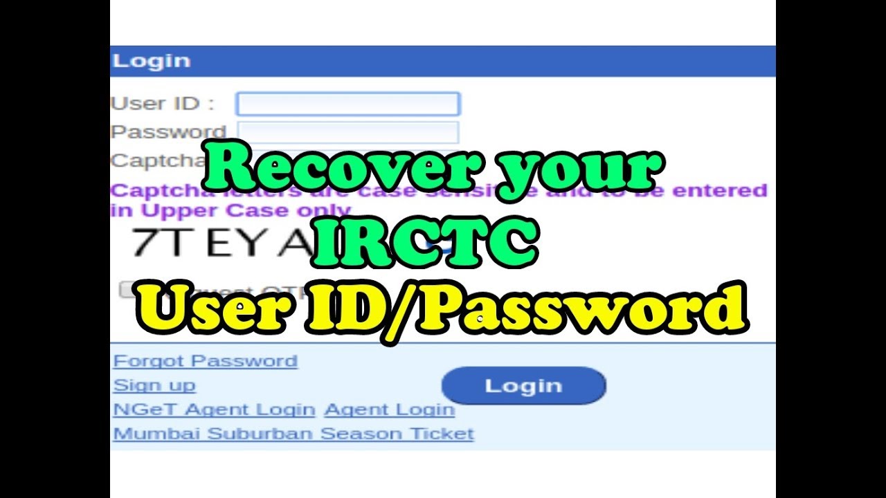 Get your Irctc User id/Password in mail box Irctc next