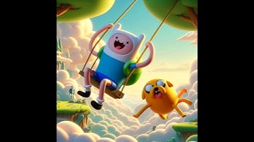 Finn and Jake Fall off the swing Ep. 1 #newtuber  #newtubers #ai #bing #adventuretime